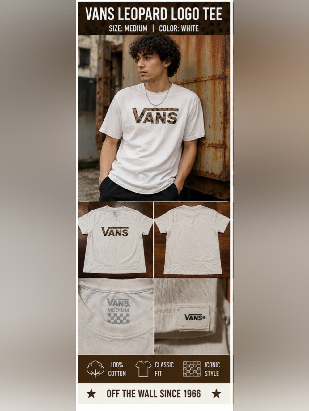 Vans White Short Sleeve Tee with Camo Logo